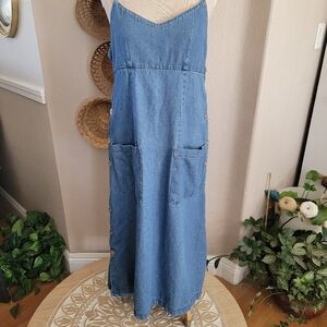 Kalifornia 90s Y2K Vintage Blue Denim Maxi Dress Sz 11/12